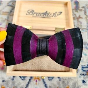 Brackish, Orginal Feather Bow Ties, Purple/Black Feather Adjustable Bow Tie.